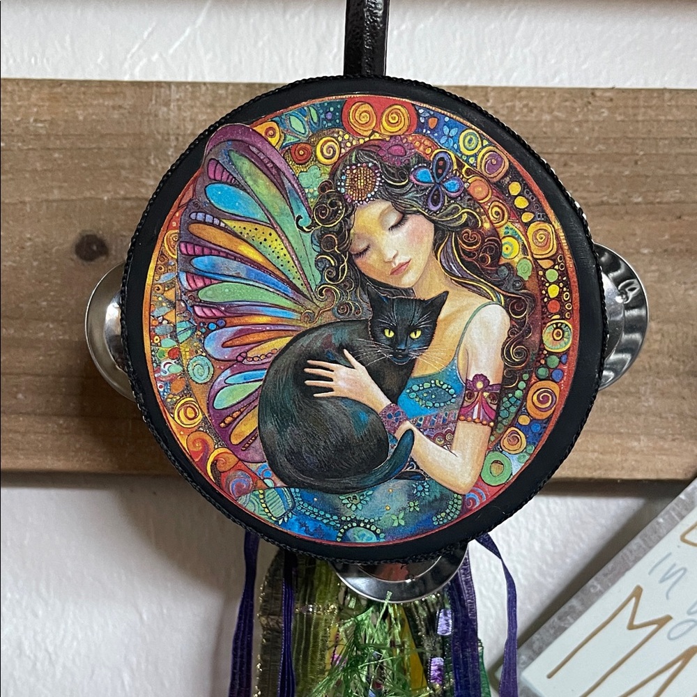 Oops Colorful Fairy Tambourine with Black Cat
